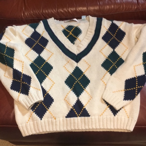 Milano Sweaters - Cute navy/green/cream argyle sweater